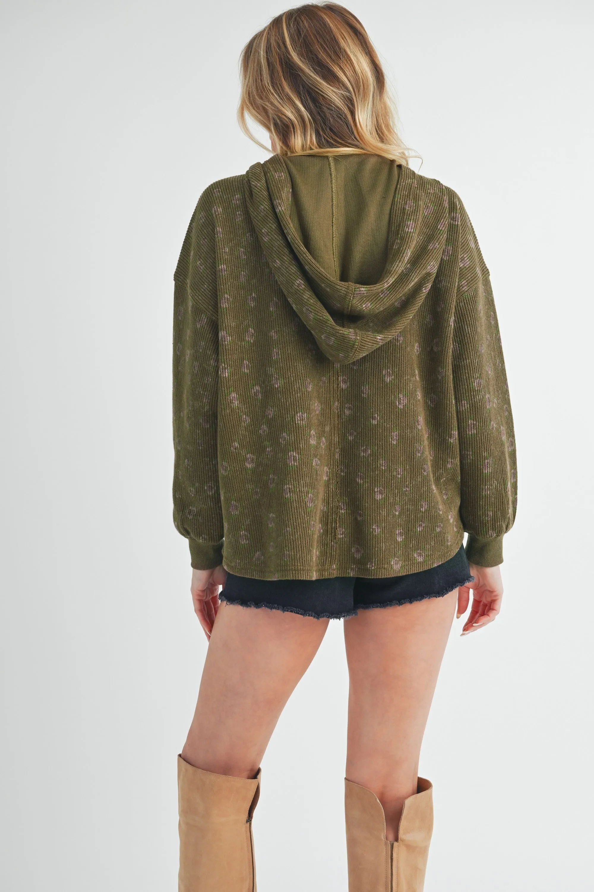Aemi   Co Floral Button Up Hooded Jacket