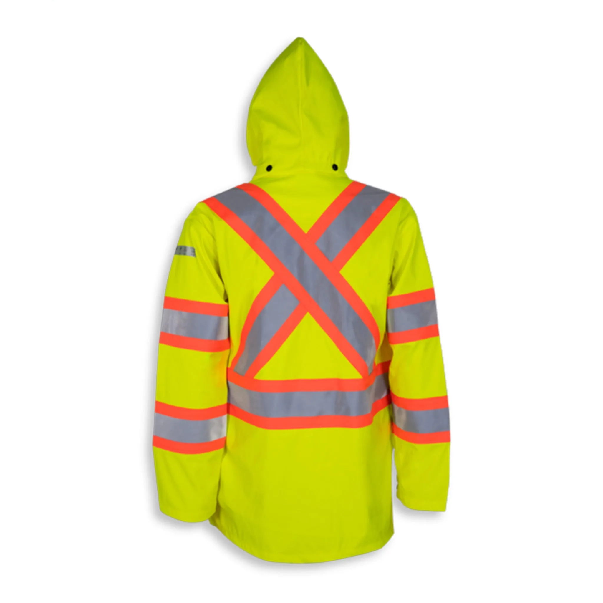 Big K Men's Hi-Vis CSA Flame Resistant Waterproof Rain Jacket with Detachable Hood | 3M Reflective Tape | ASTM Certified | Durable & Comfortable | Sizes S-7XL