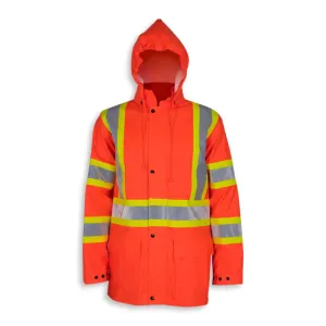 Big K Men's Hi-Vis CSA Flame Resistant Waterproof Rain Jacket with Detachable Hood | 3M Reflective Tape | ASTM Certified | Durable & Comfortable | Sizes S-7XL