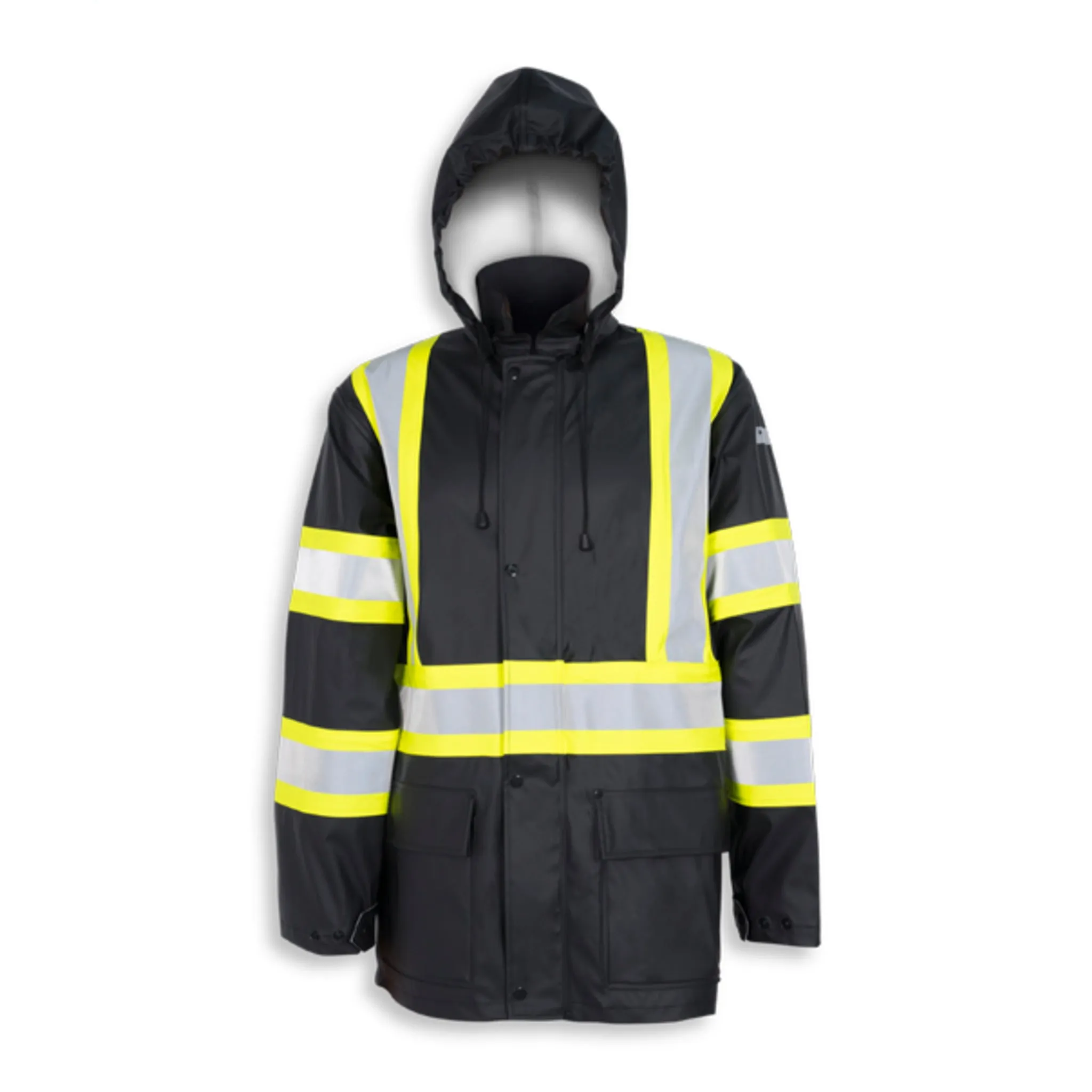 Big K Men's Hi-Vis CSA Flame Resistant Waterproof Rain Jacket with Detachable Hood | 3M Reflective Tape | ASTM Certified | Durable & Comfortable | Sizes S-7XL