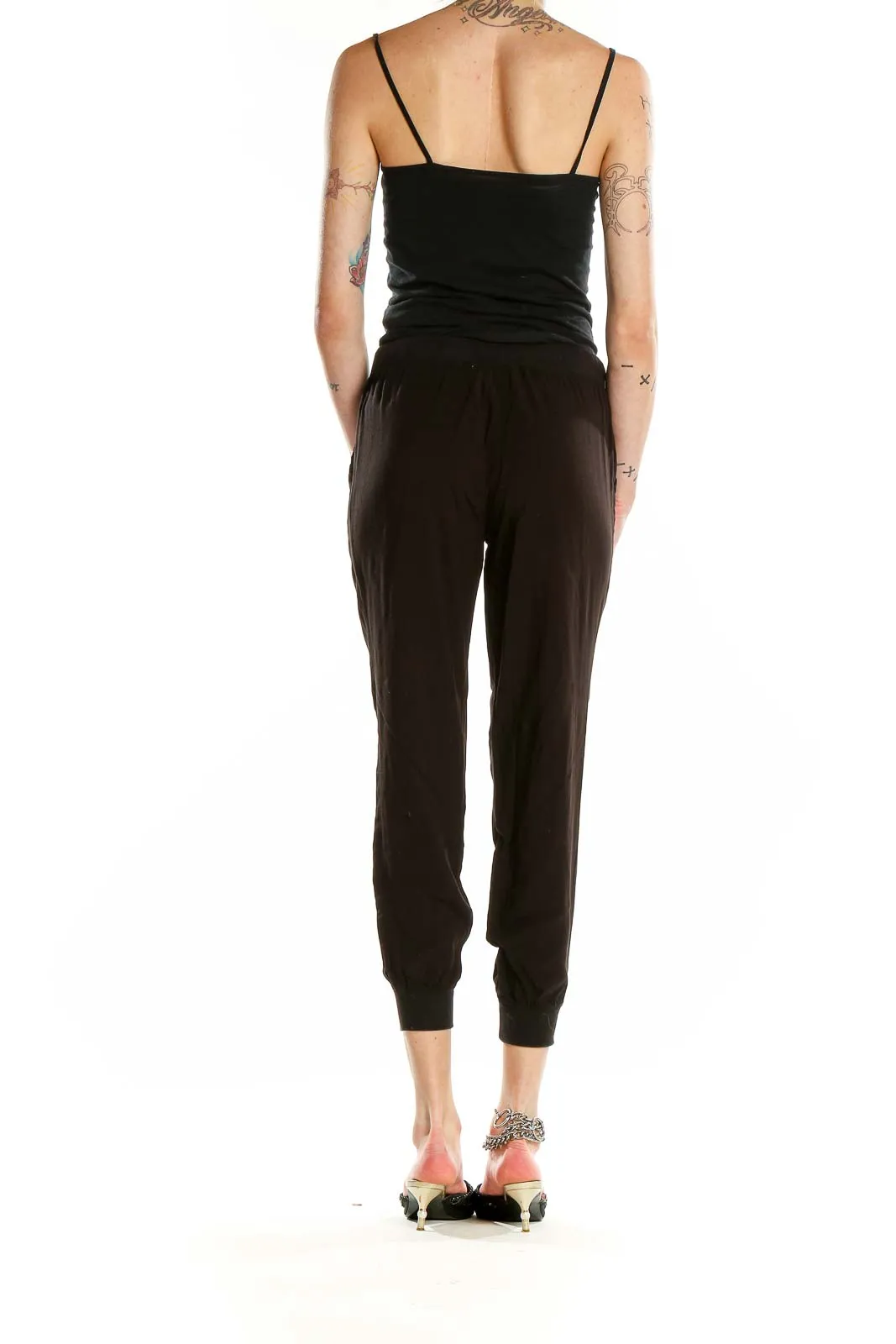 Black Cropped Jogger Pants