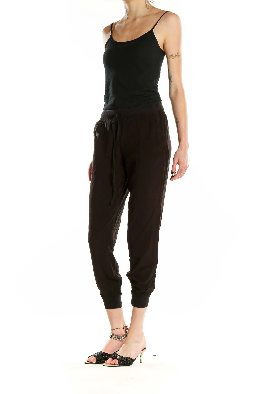 Black Cropped Jogger Pants