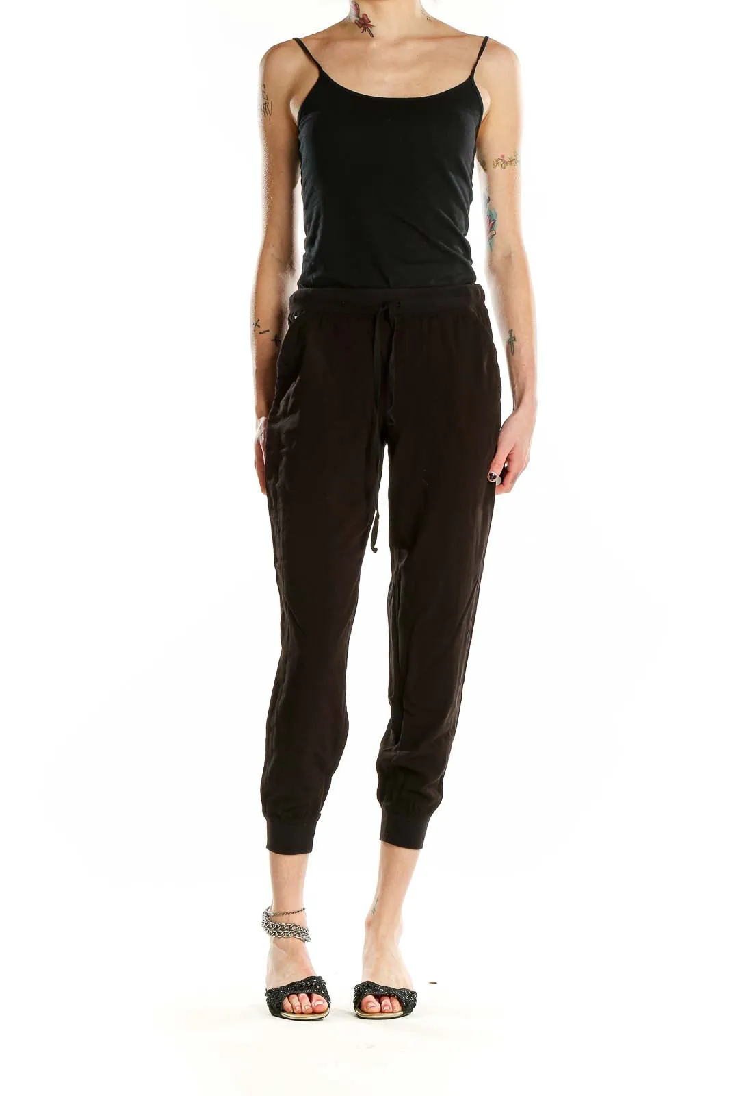 Black Cropped Jogger Pants
