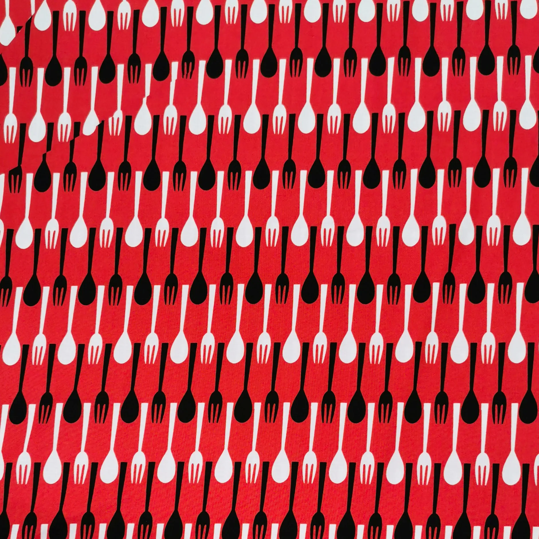 Blank Quilting Fork & Spoon on Red Cotton Prints