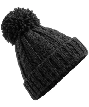 Cable knit melange beanie | Black