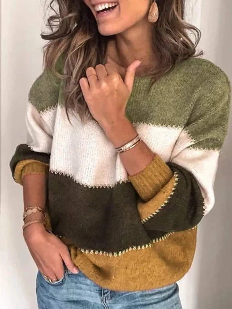 Casual Striped Knitted Sweater for Women
