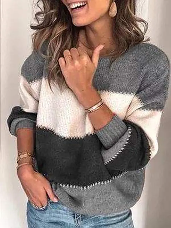 Casual Striped Knitted Sweater for Women
