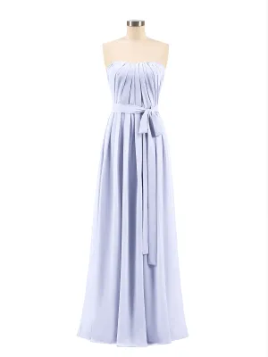 Chiffon Strapless Bridesmaid Gown with Sash-Lavender