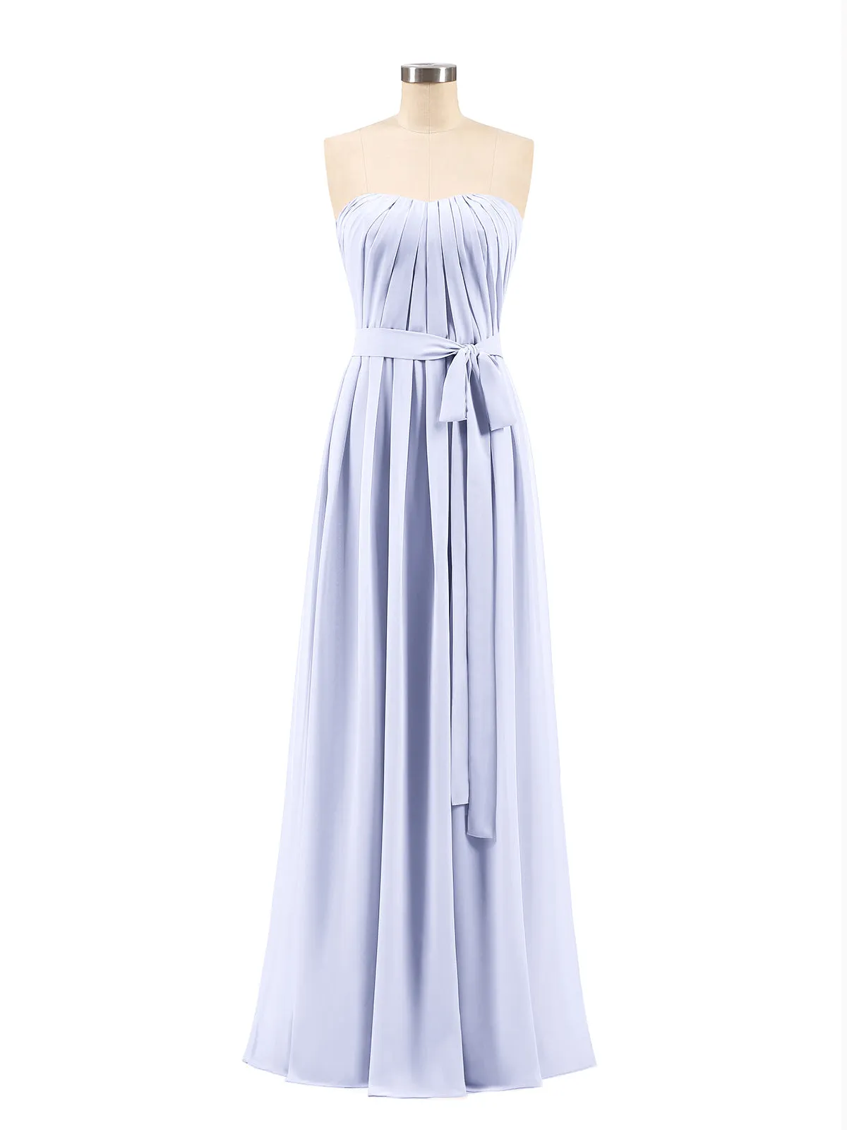 Chiffon Strapless Bridesmaid Gown with Sash-Lavender