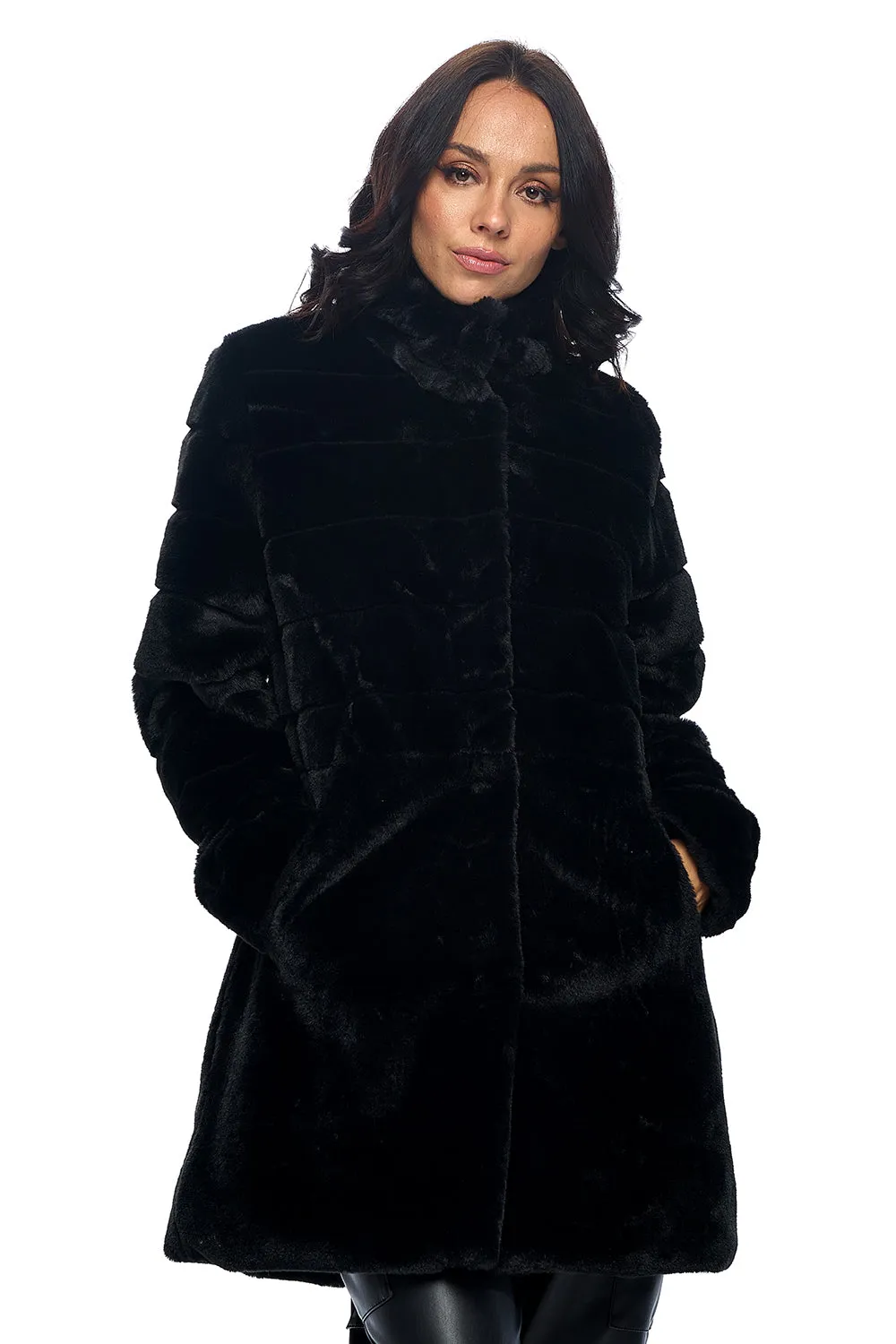 CiSono Chic Faux Fur Long Jacket