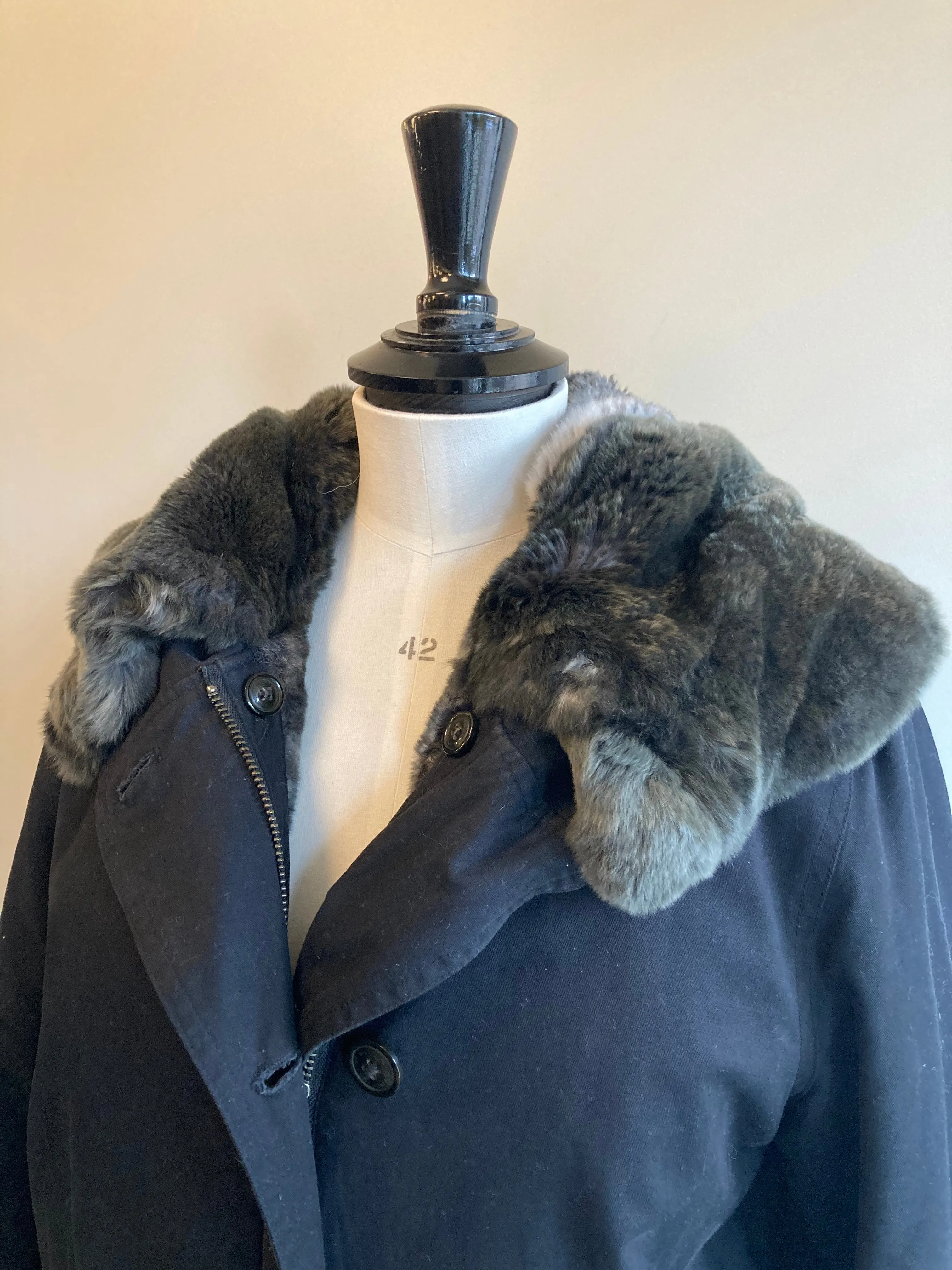 Cotton Jacket with Rabbit Trim