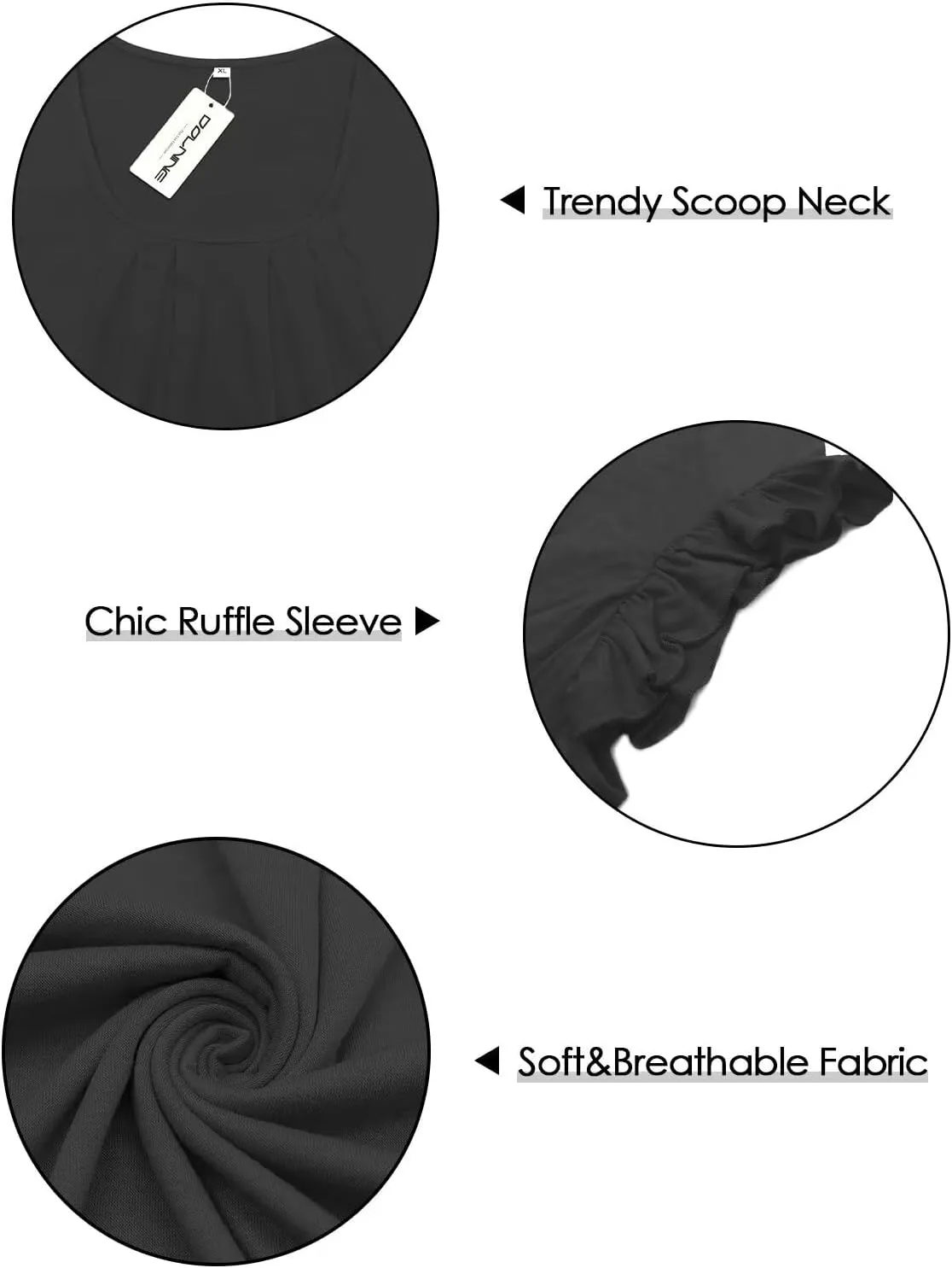 DOLNINE Plus Size Tank Tops for Women Summer Casual Scoop Neck Shirts Trendy Ruffle Cap Sleeve Tees