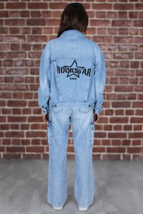 Drop Shoulder Denim jacket Acid Wash