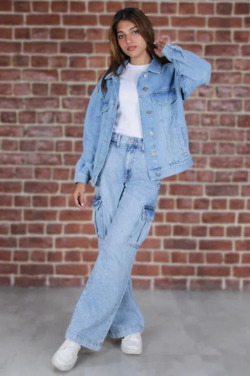 Drop Shoulder Denim jacket Acid Wash
