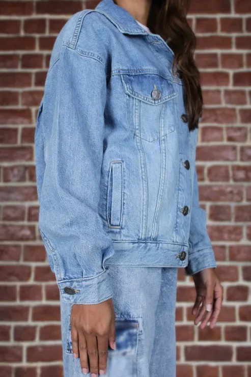Drop Shoulder Denim jacket Acid Wash