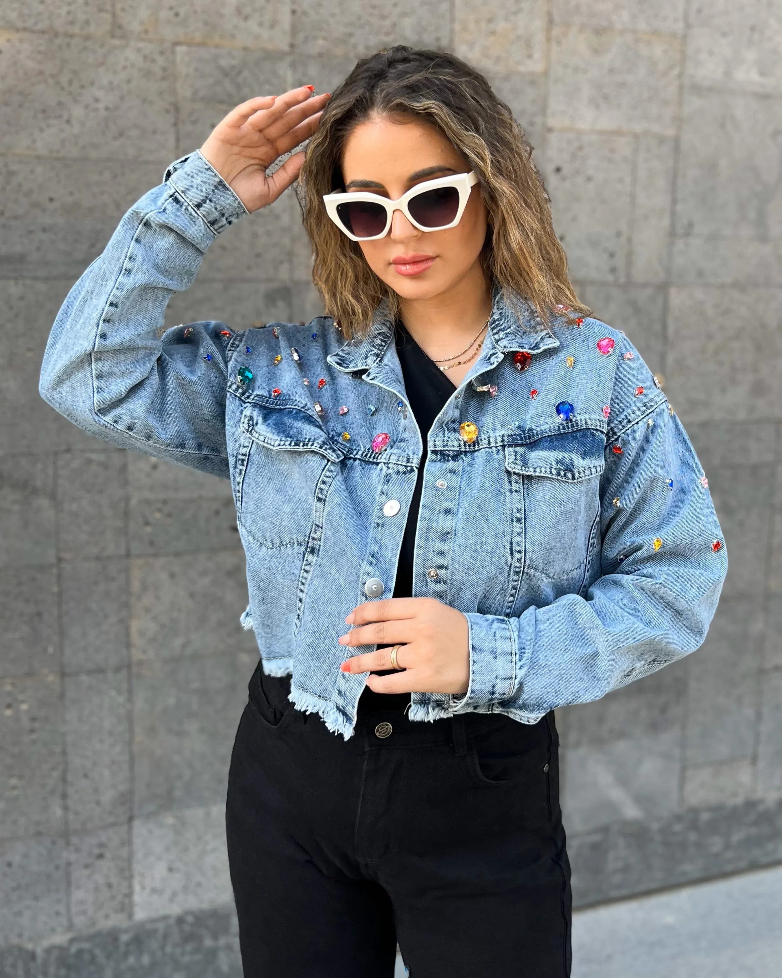 Gem Detail Denim Jacket