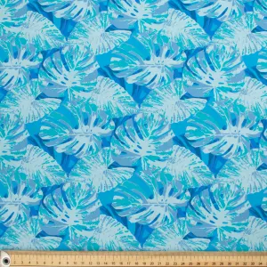 Hawaii Style Collection #07 Sky Blue Banana Leaves on Blue Cotton Prints