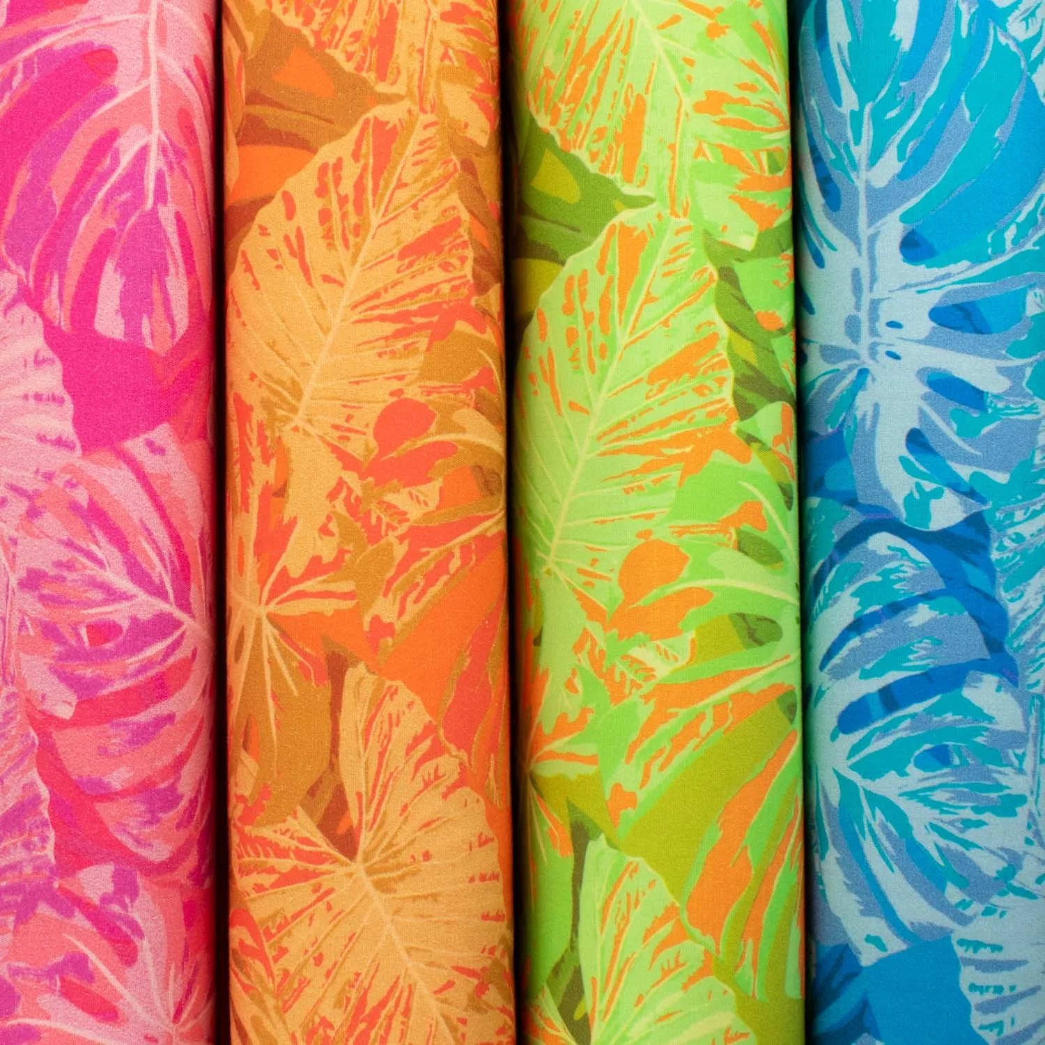 Hawaii Style Collection #07 Sky Blue Banana Leaves on Blue Cotton Prints