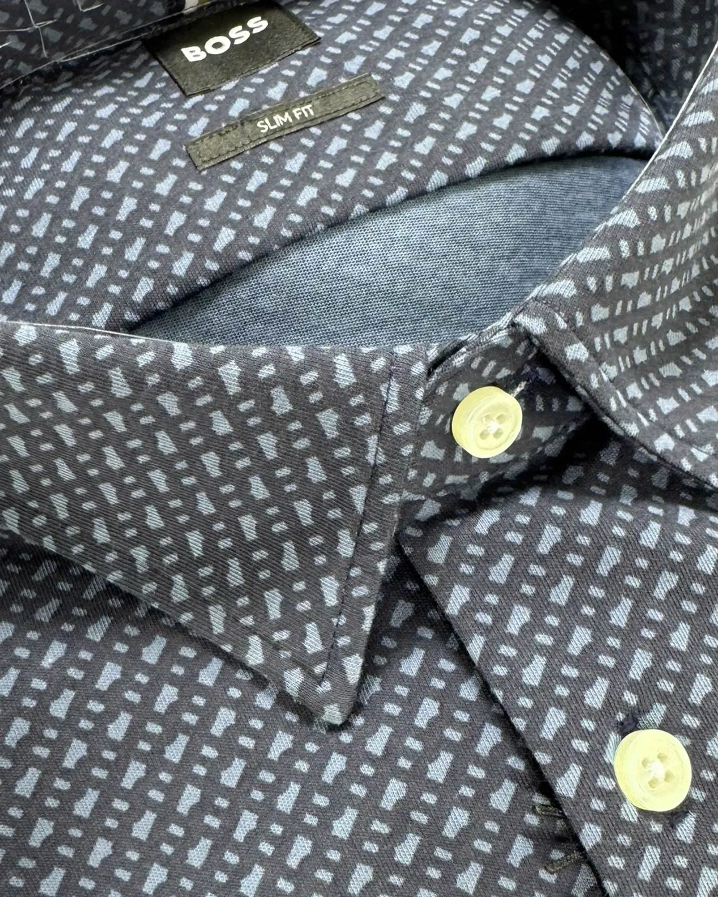 Hugo Boss Shirt Midnight Gray Pattern L Slim Fit SALE