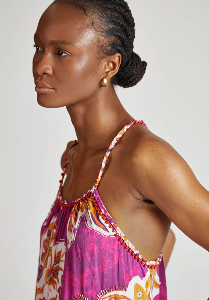 Ida Spaghetti Strap Botanical Print Maxi Dress In Multi