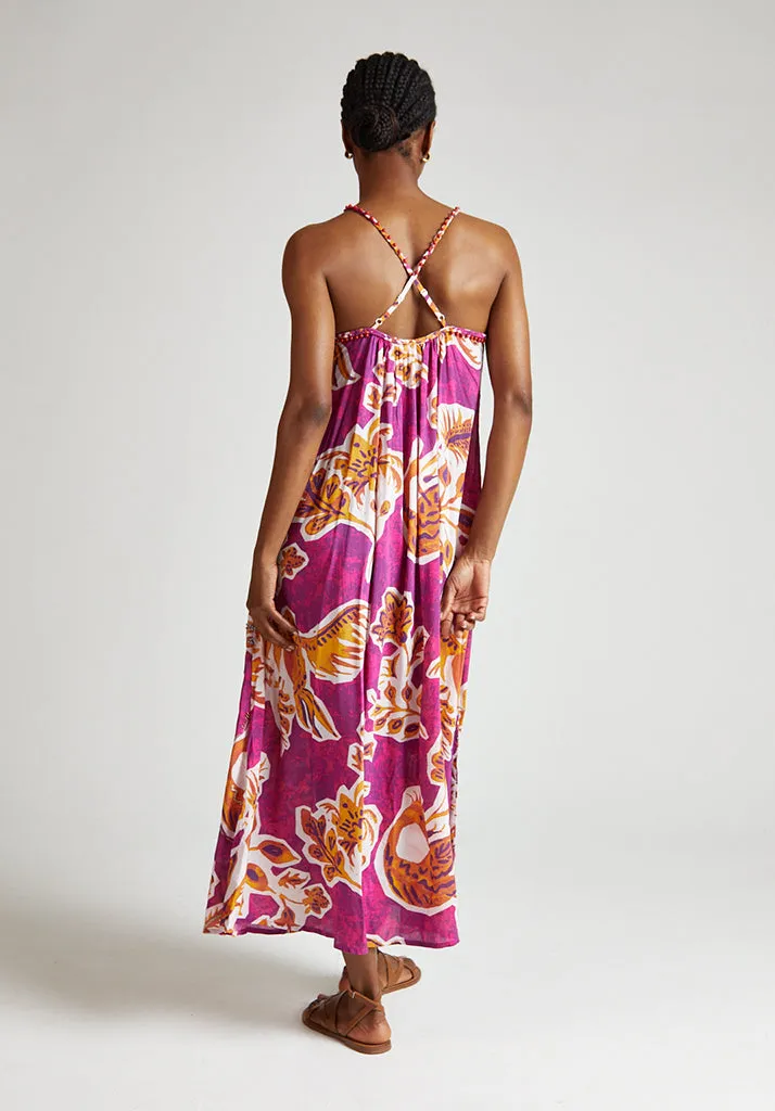 Ida Spaghetti Strap Botanical Print Maxi Dress In Multi