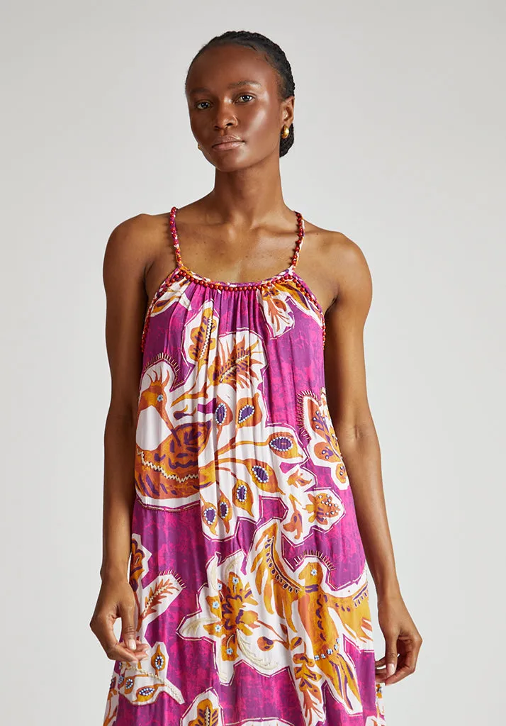 Ida Spaghetti Strap Botanical Print Maxi Dress In Multi
