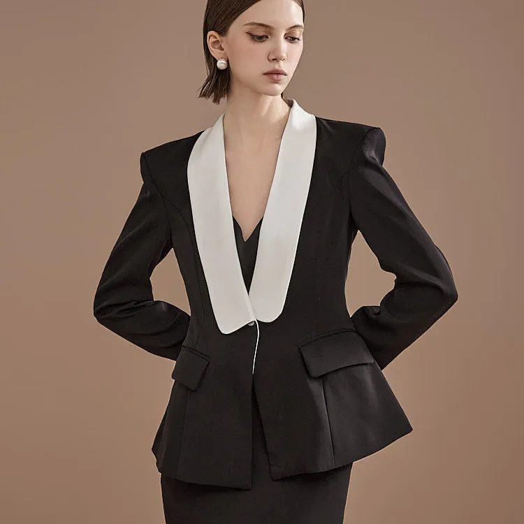 J2217 Shawl Collar Single Jacket