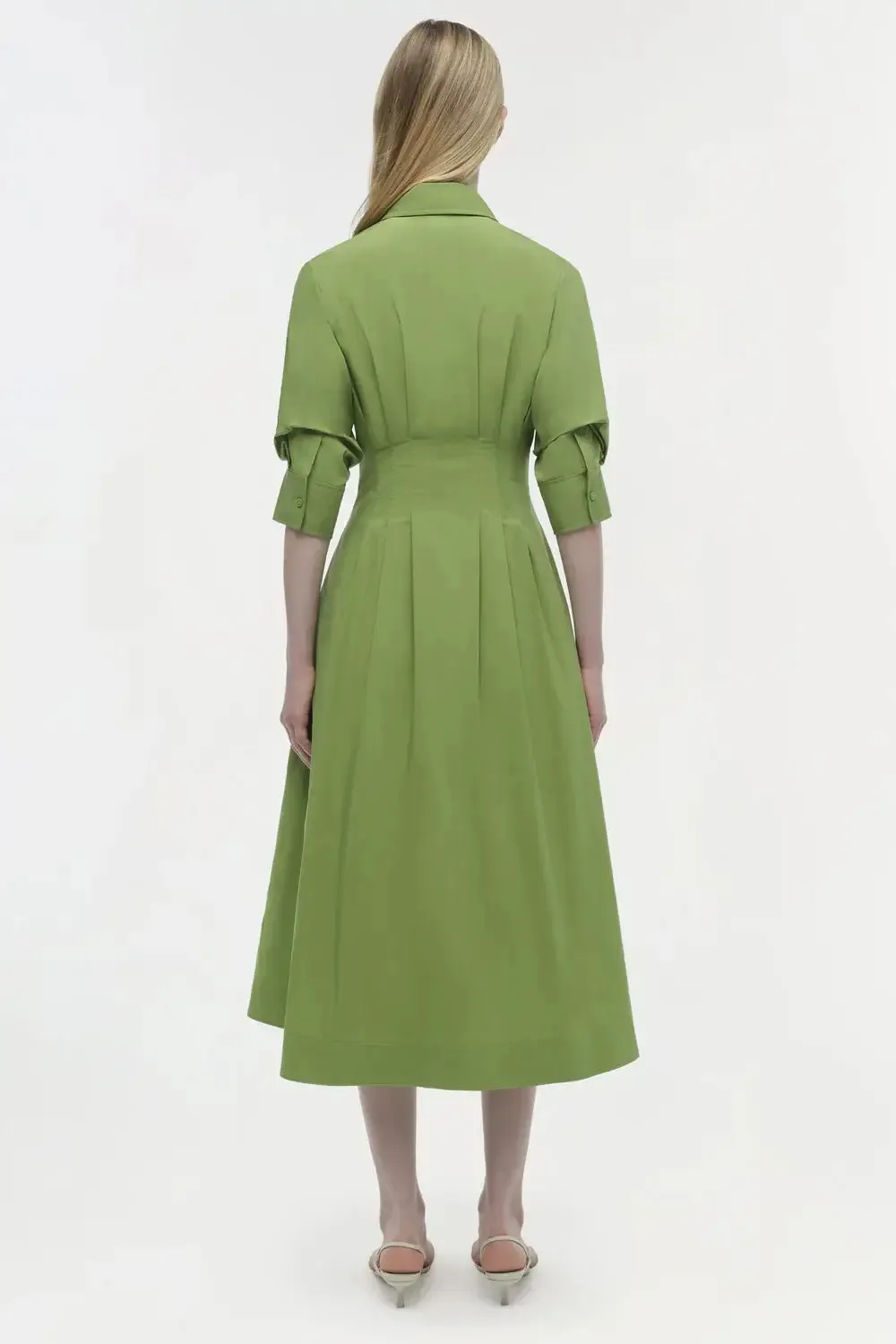 JAZZ PINTUCK MIDI DRESS- DEEP PERIDOT