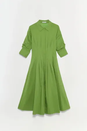 JAZZ PINTUCK MIDI DRESS- DEEP PERIDOT