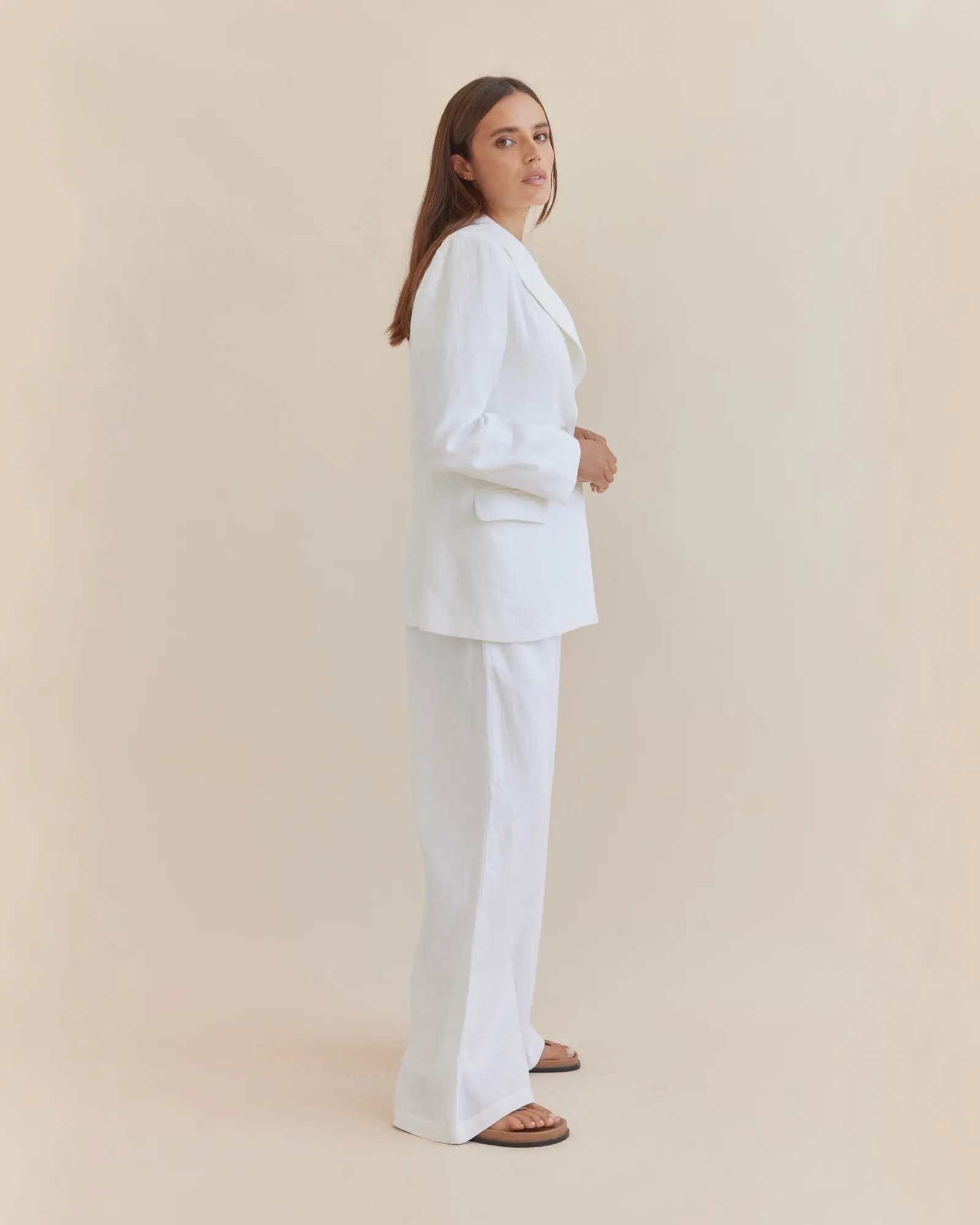 Katrina Linen Blazer - Ivory