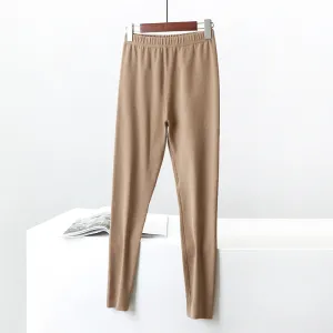 Korean Slimming Warm Ankle-Length Women Casual Brushed Cotton Slim-Fit Pants Leggings