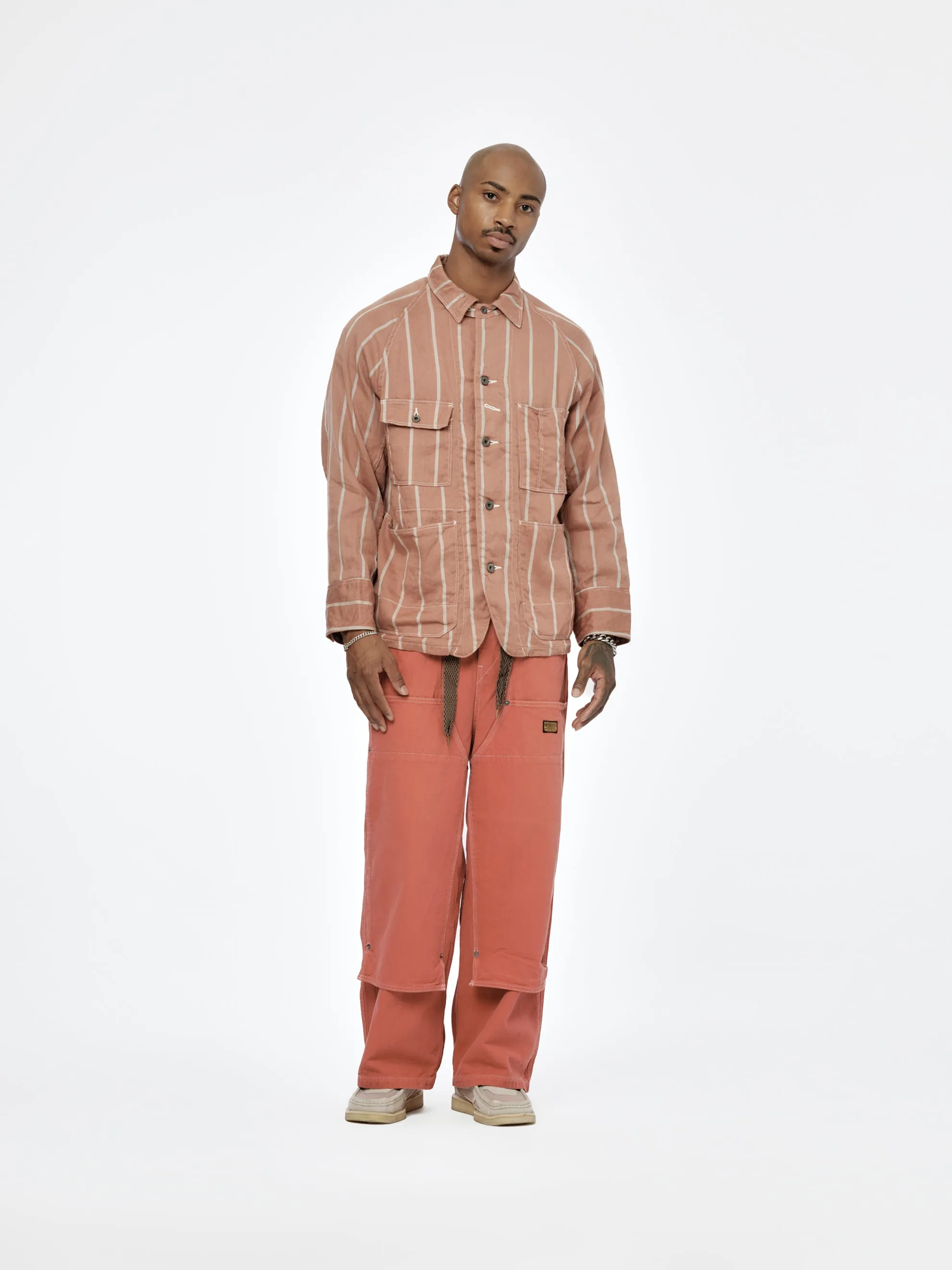 Linen Phillies Stripe Cactus Coverall (Soho Brick)