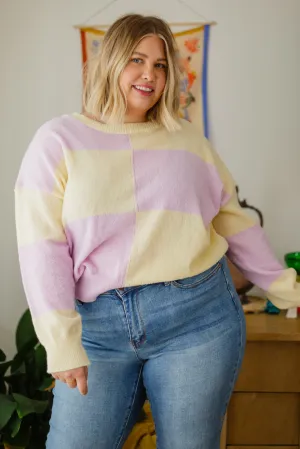 Make Your Move Checkered Knit Sweater in Lavender