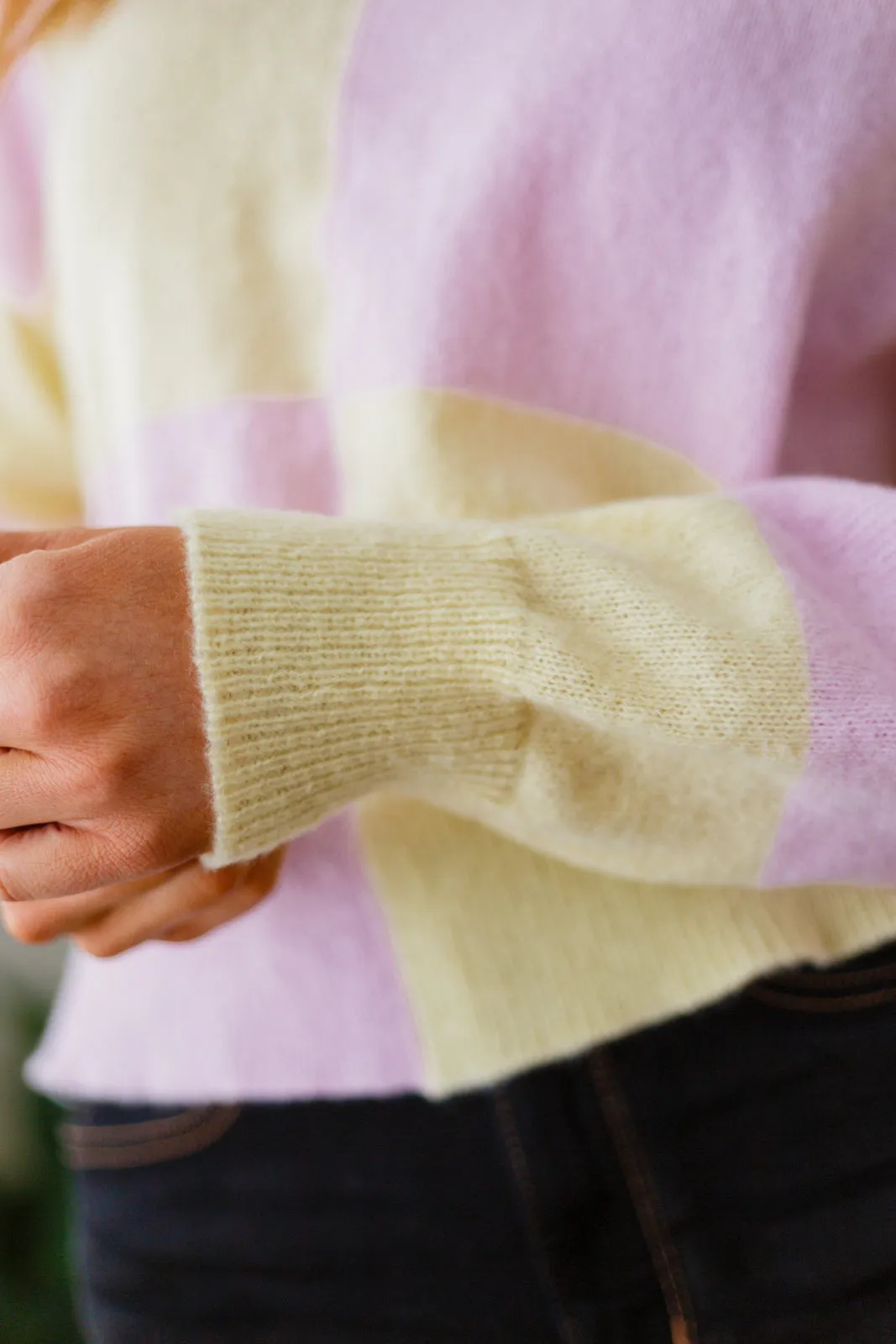 Make Your Move Checkered Knit Sweater in Lavender