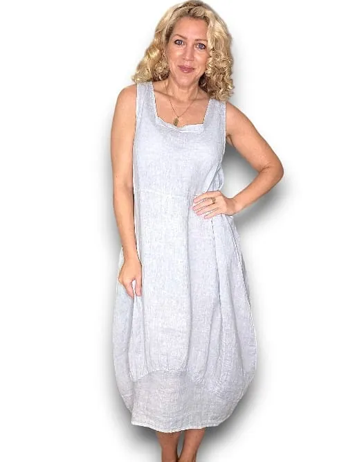 MAXI TANK DRESS LINEN  SILVER