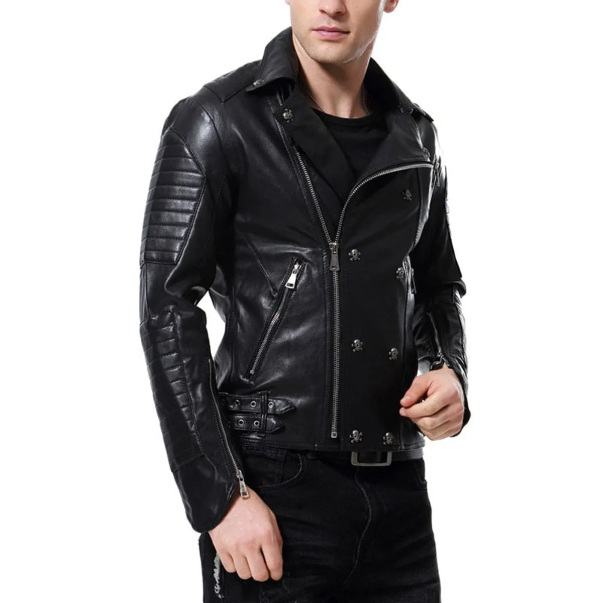 Men's Skull Punk Style Faux Leather Jacket