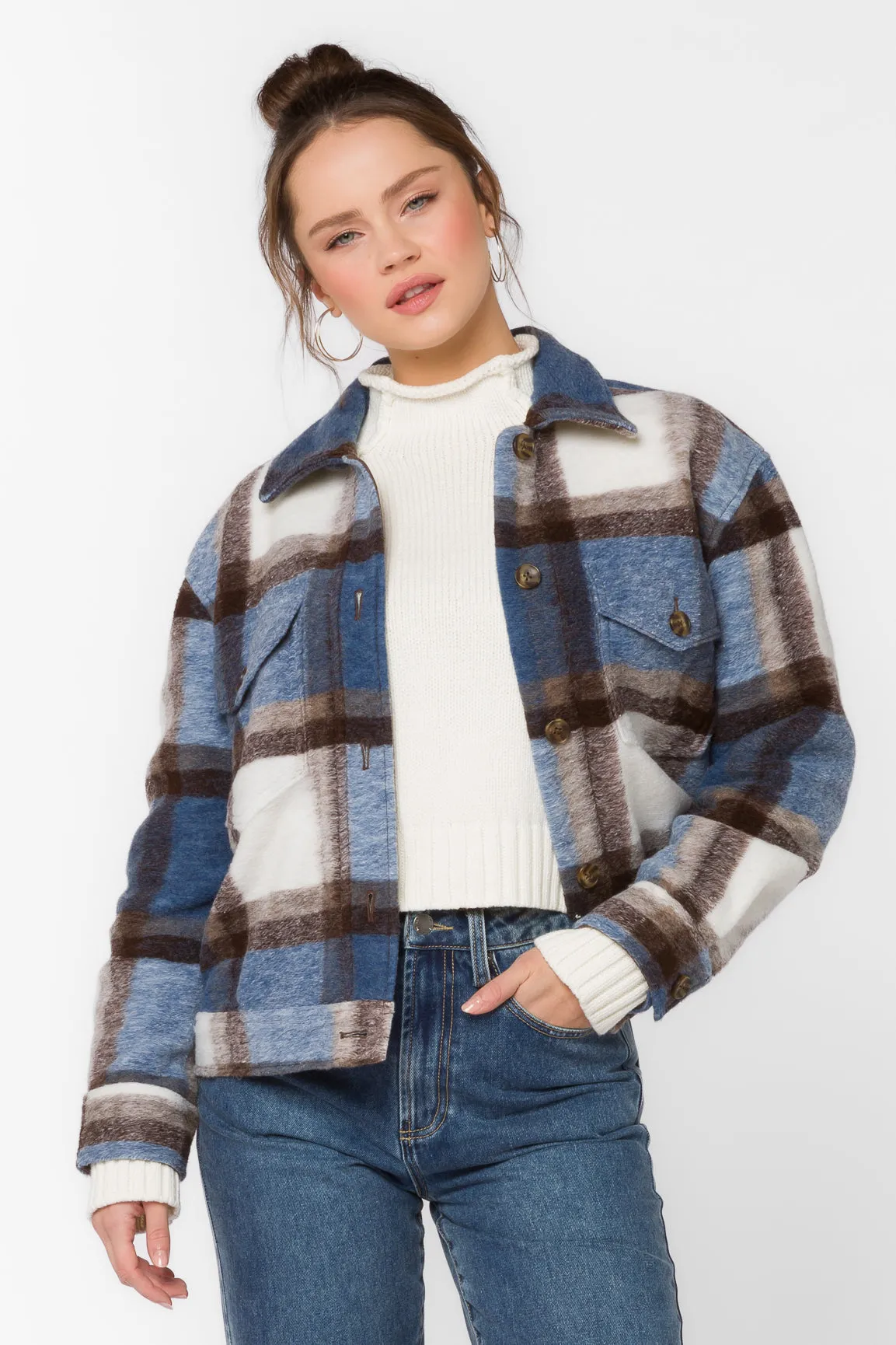 Mick Blue Brown Plaid Jacket