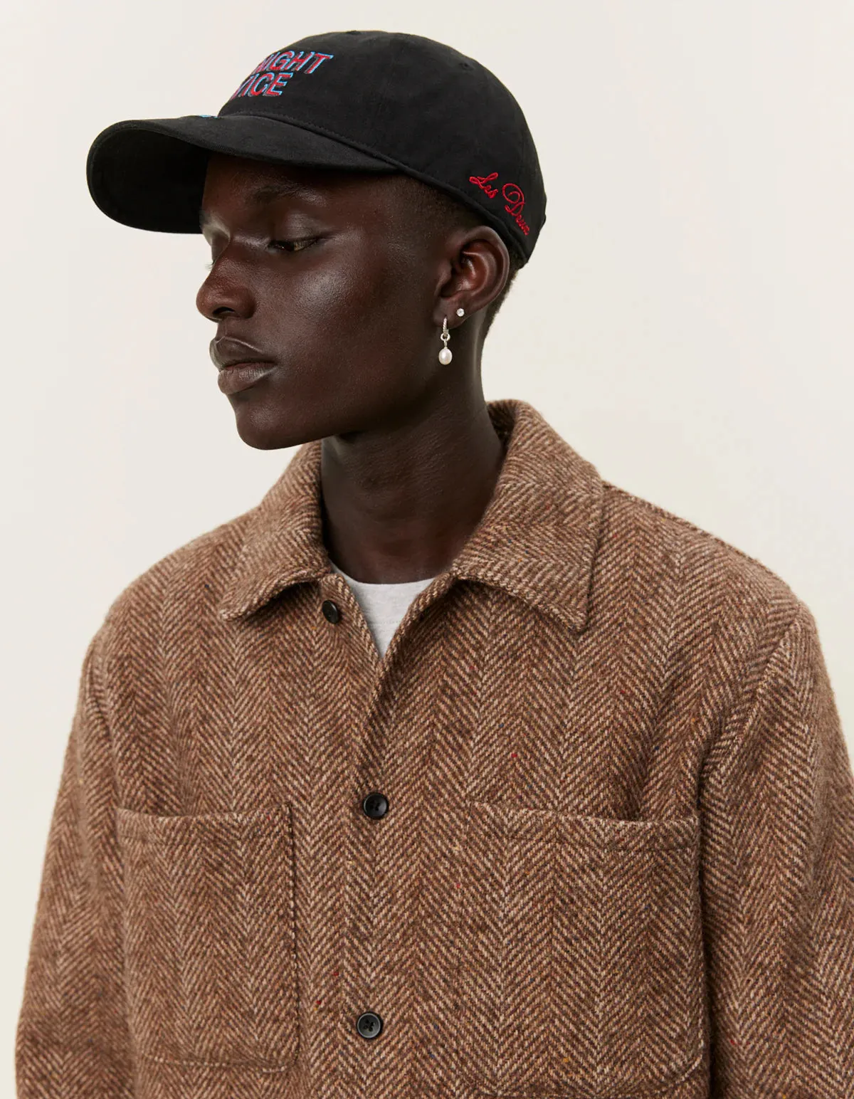 Milian Herringbone Overshirt - Dark Sand