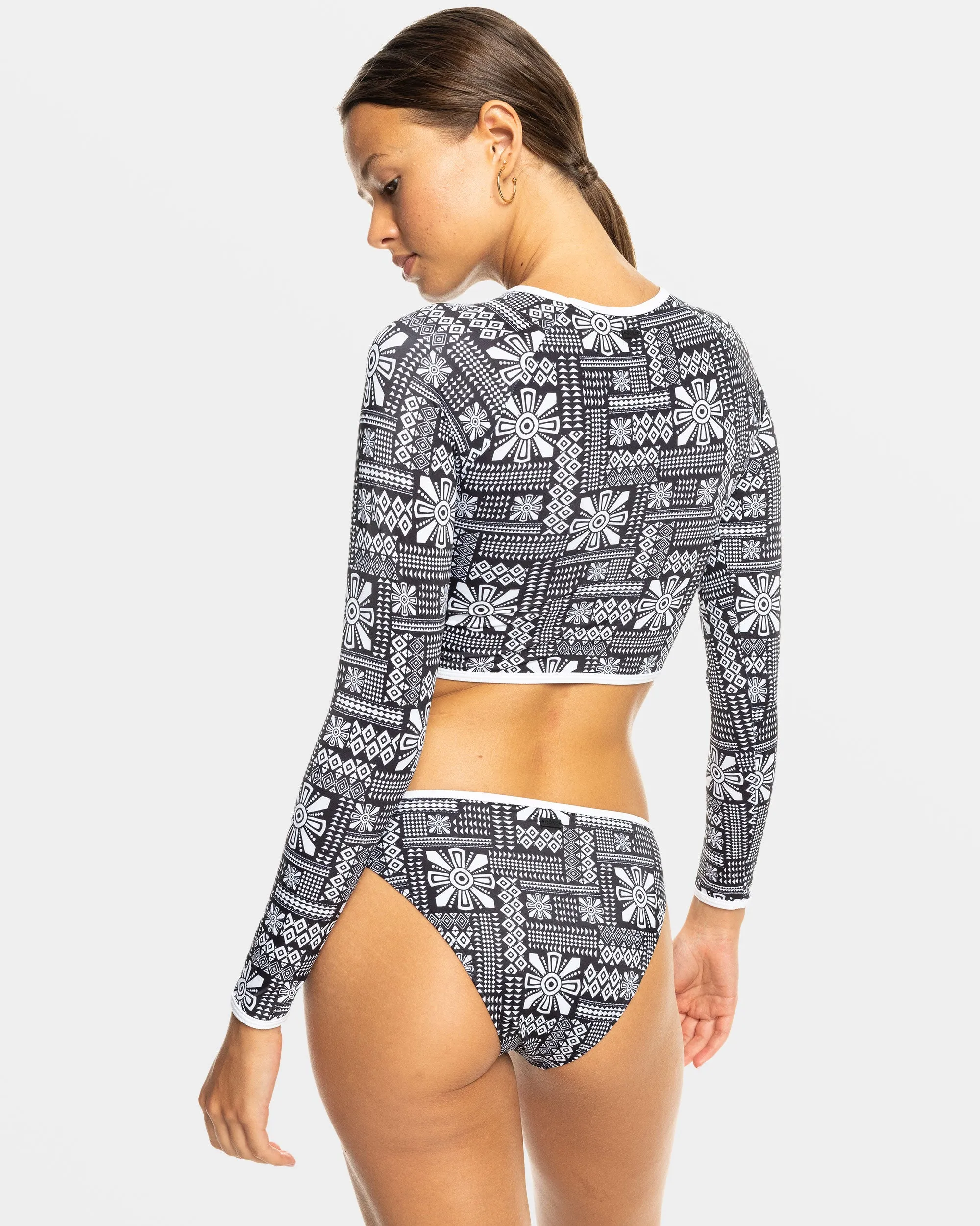 Mineral Long Sleeve Crop Surf Top - Anthracite Morockin Vibes Swim