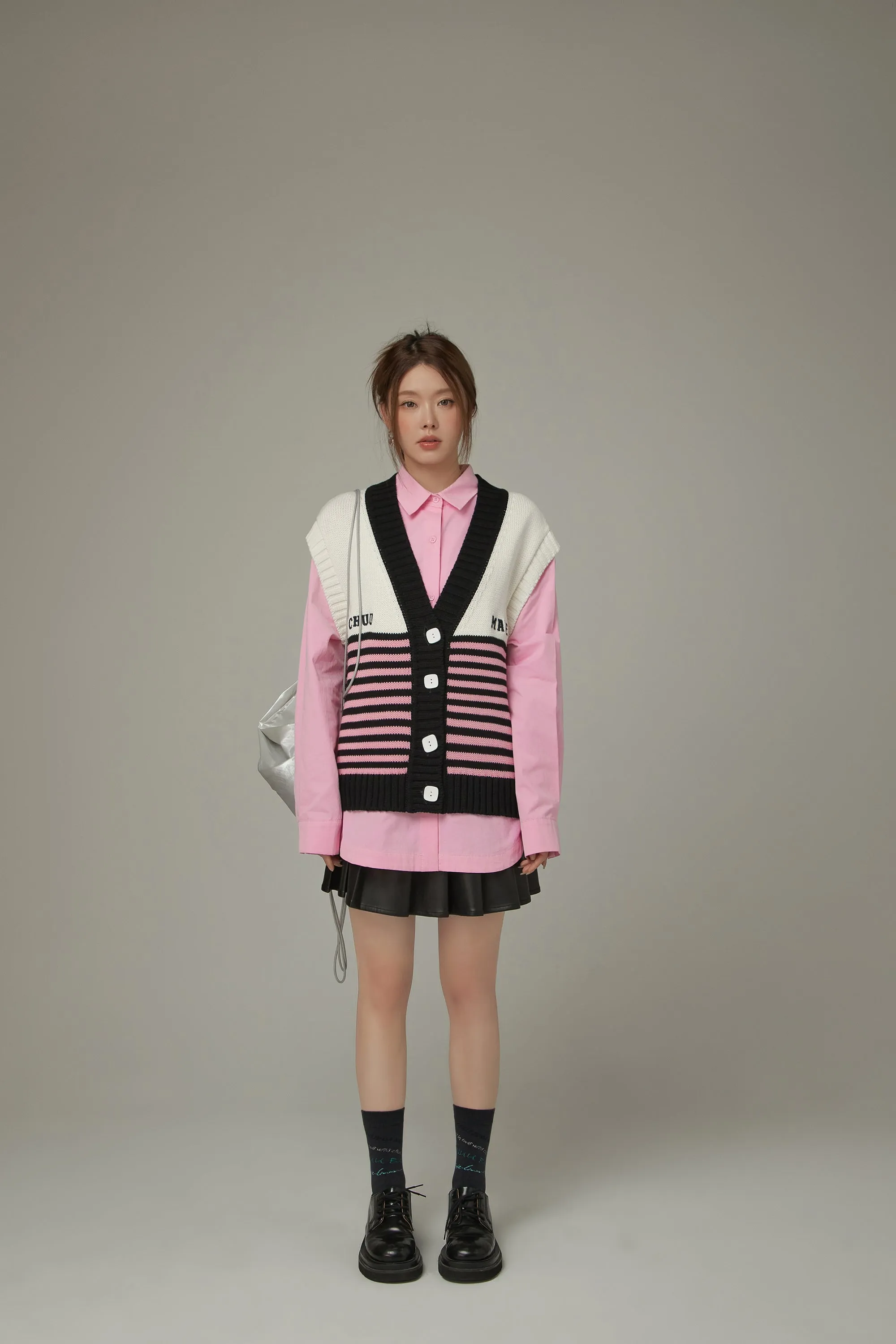 Multi Color Stripe Sleeveless Knit Vest