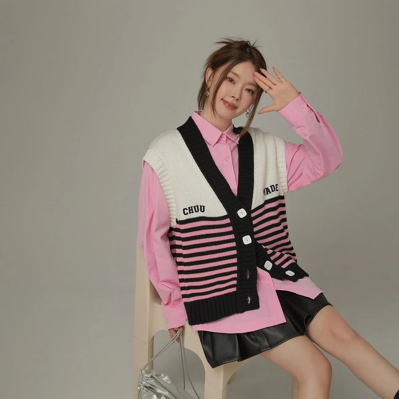 Multi Color Stripe Sleeveless Knit Vest