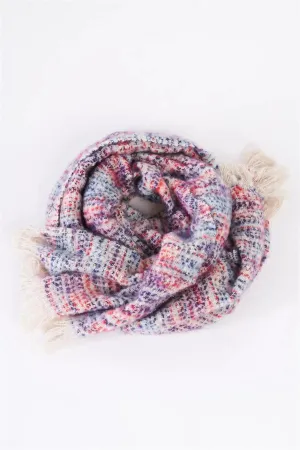 Multicolor Cozy Woven Wide Knit Fringed Edge Open Scarf /3 Pieces