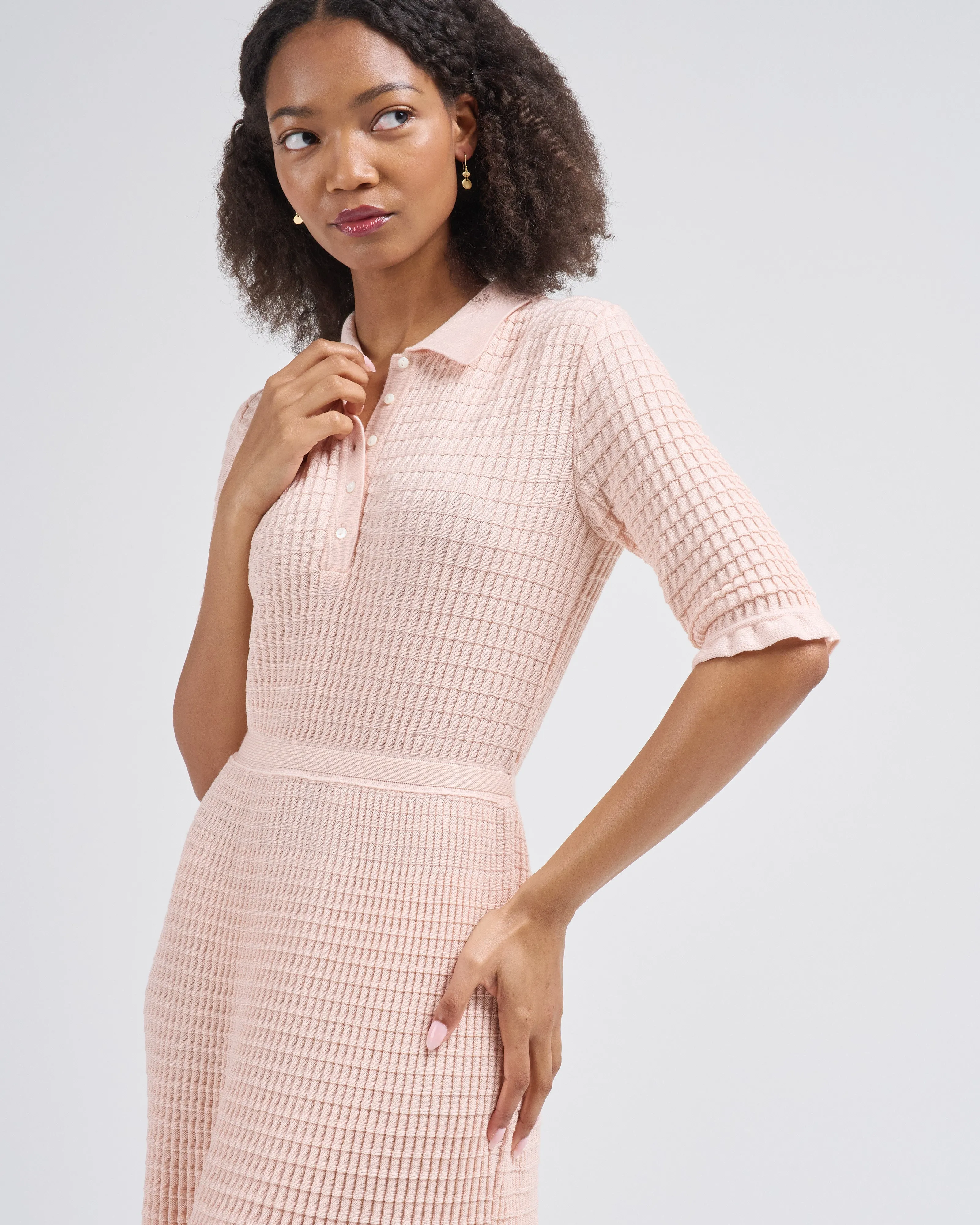 origami knit flowing long dress