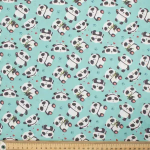 Panda Collection #01 Pandas & Paws on Blue Cotton Prints