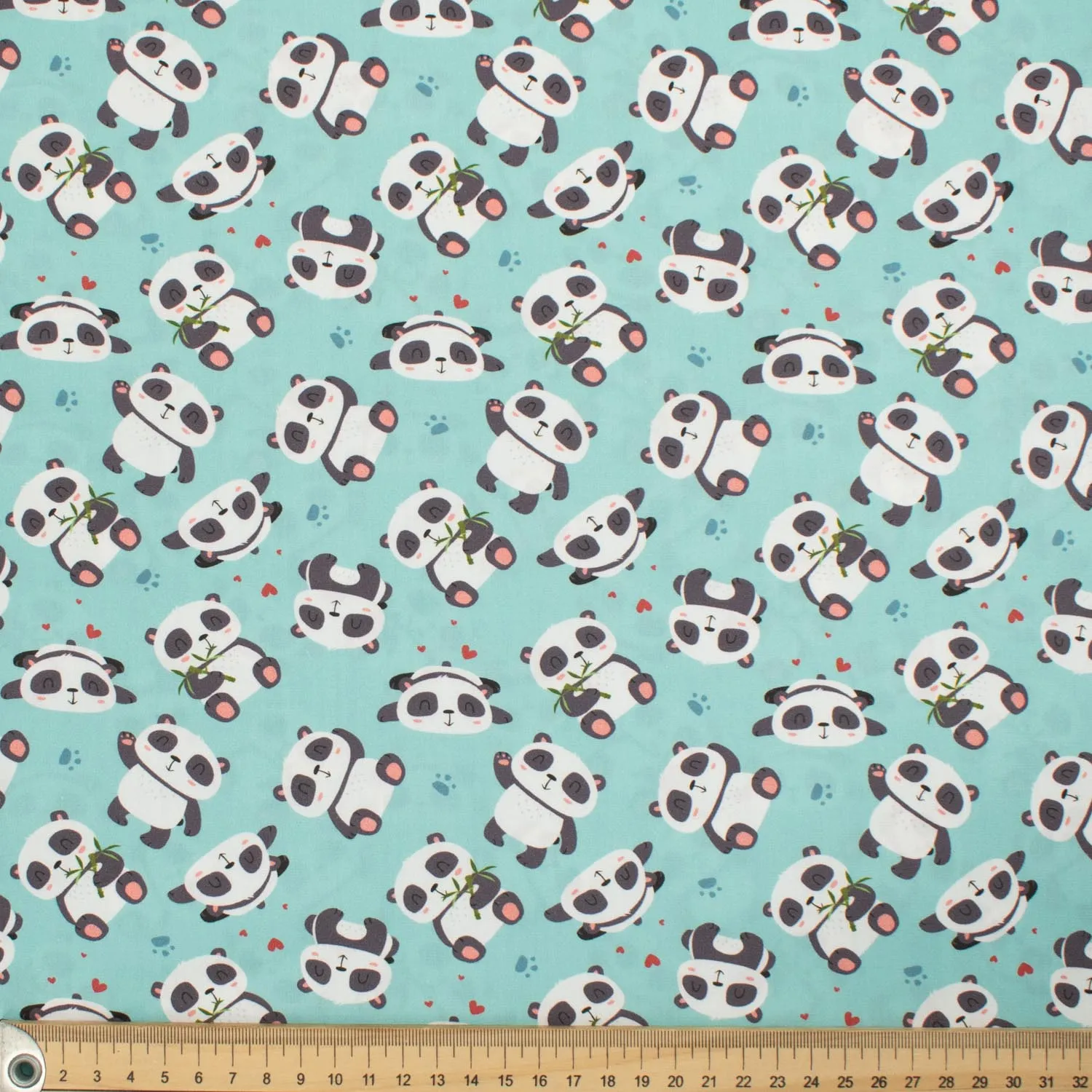 Panda Collection #01 Pandas & Paws on Blue Cotton Prints