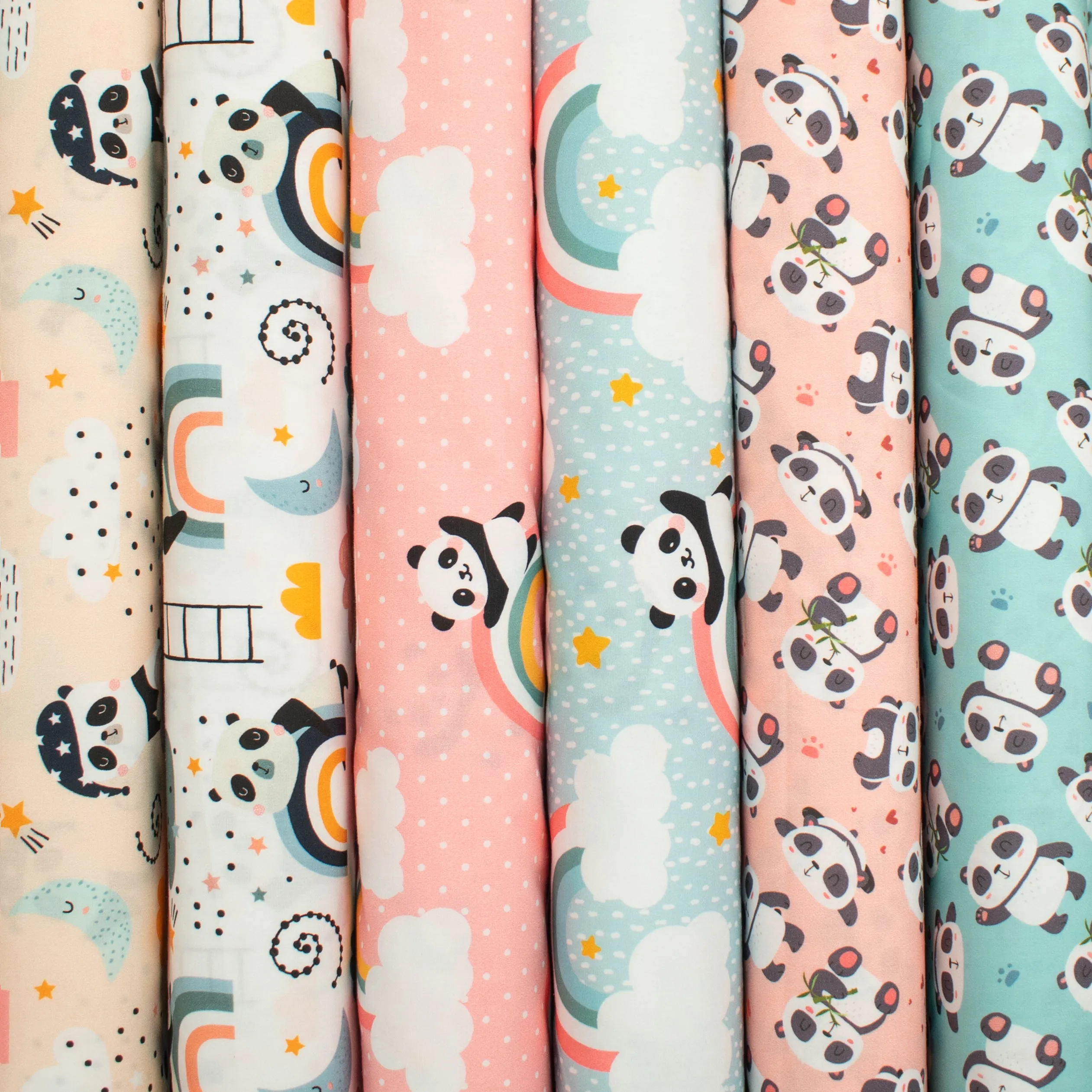 Panda Collection #01 Pandas & Paws on Blue Cotton Prints