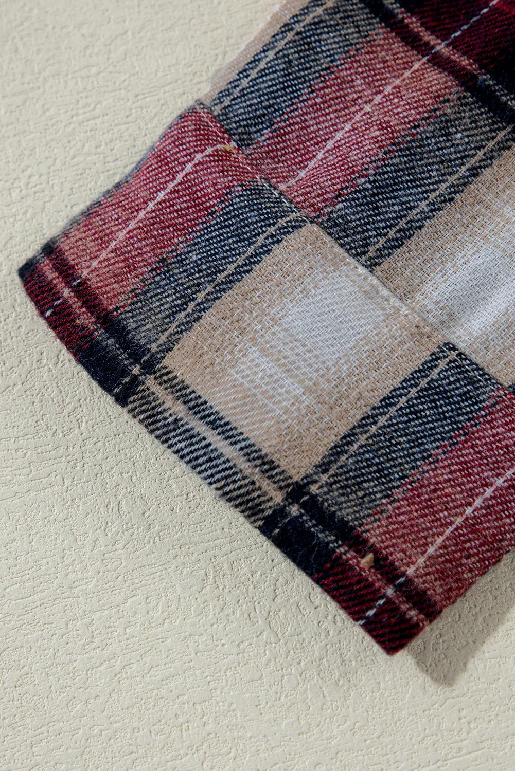 Plaid Print Chest Hooded Shacket