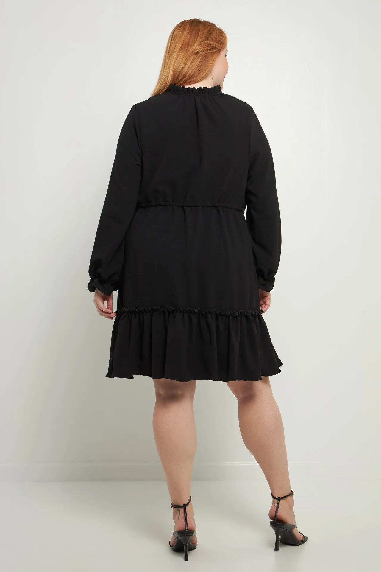 Plus Size Tassel Trim Dress With Ruffled Hem