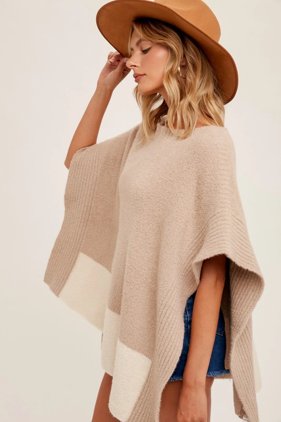 Plush Button Detail Poncho