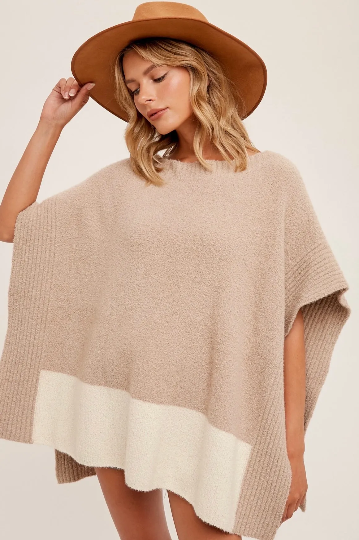 Plush Button Detail Poncho